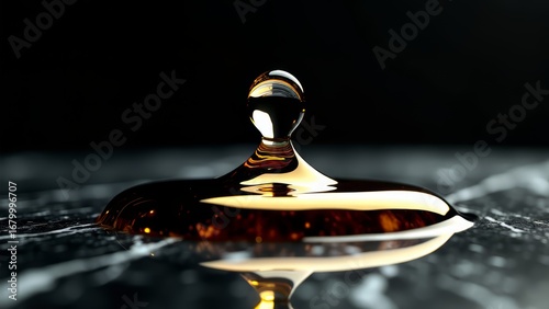 Liquid mercury droplet collision on surface