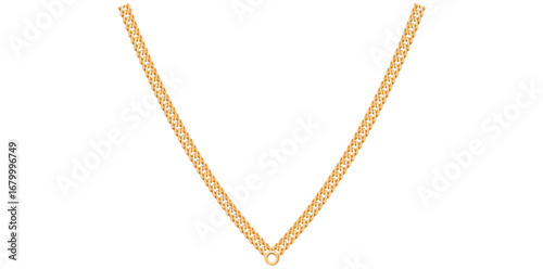 Stunning Golden Chain Isolated On White Background, Antique Jewelry Vector Illustration.	