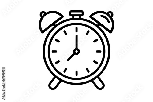 Minimalist Alarm Clock Line Art Illustration
