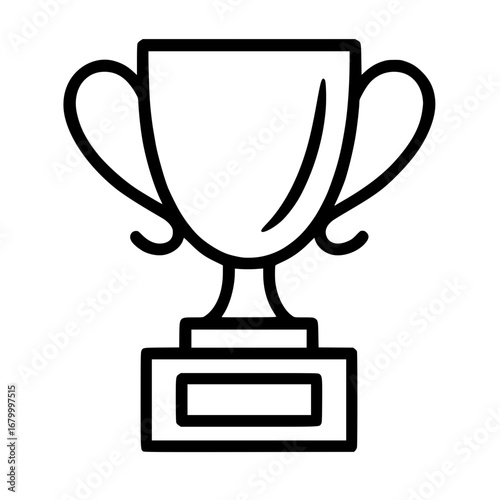 Trophy cup award victory isolated line art icon
