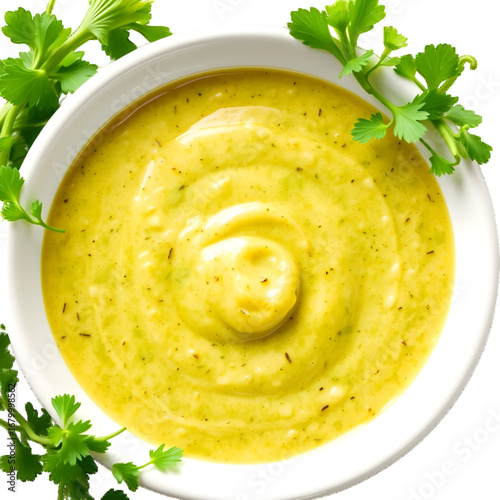 Yellow Cream Sauce Swirl in Bowl