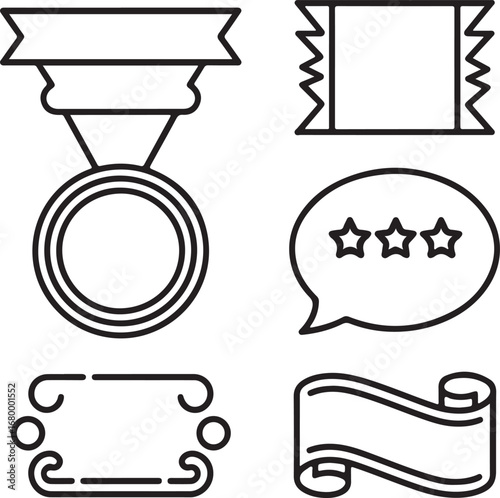 Decorative Quote Vector Icons Outline Set Patriotic Frames, Banners, and Emblem Motifs for National Pride