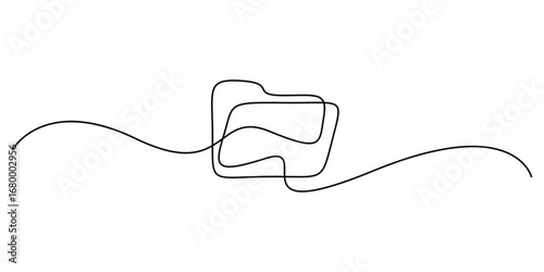 Continuous single line drawing of a folder. Outline documents background icon. Saving securities vector icon. Doodle vector illustration