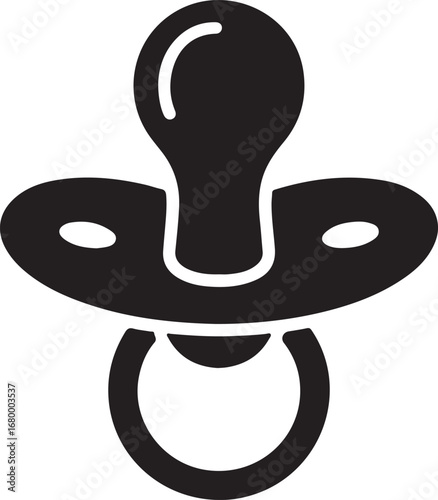 Black baby pacifier icon with white background infant nipple
