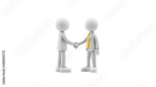 Cartoon Business Handshake Illustration. Animated Businessmen Formal Agreement on transparant background