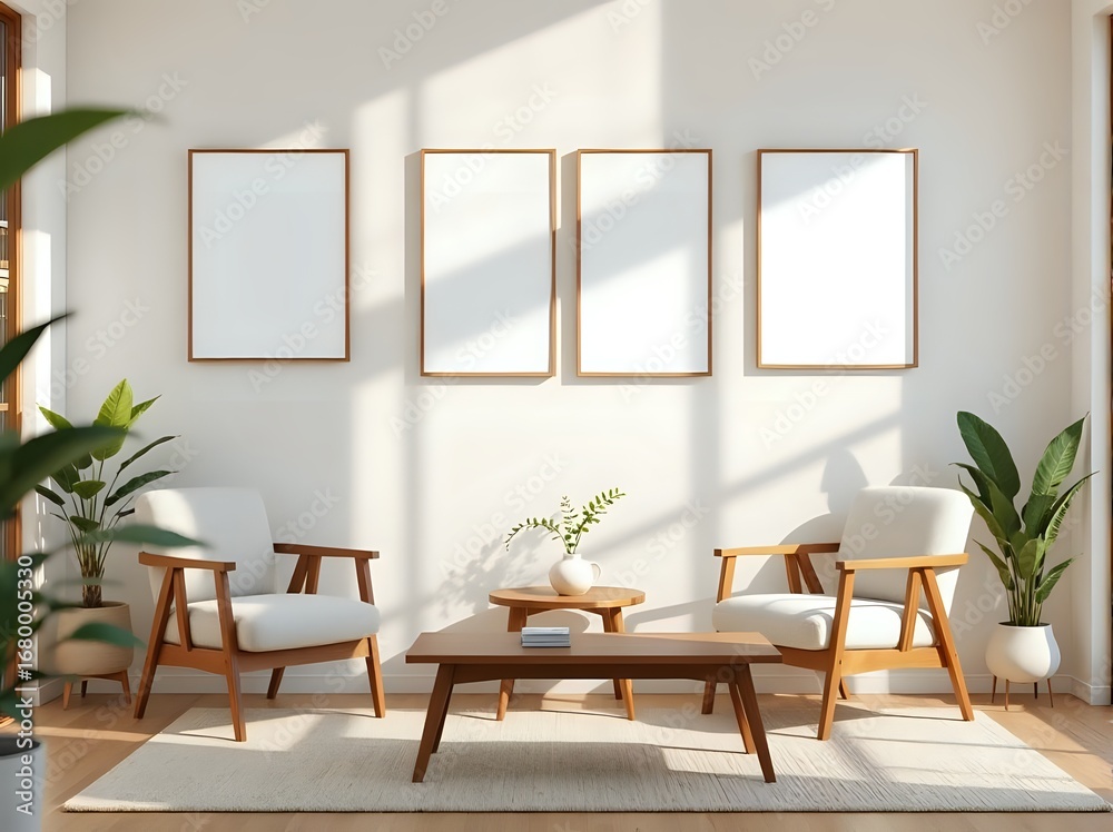 Fototapeta premium Mid-Century Modern Living Room Interior