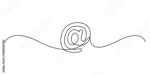 At the rate of sign continuous one line drawing. At symbol single line art vector illustration