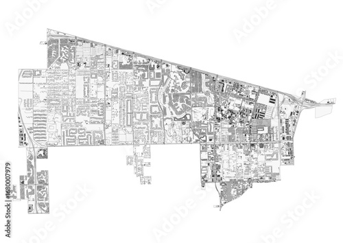Vector highway and building map of Davie in Florida