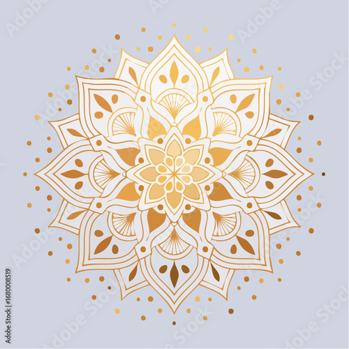 Elegant golden vector mandala ornament with intricate fine lines and smooth gradients for a luxurious and spiritual design