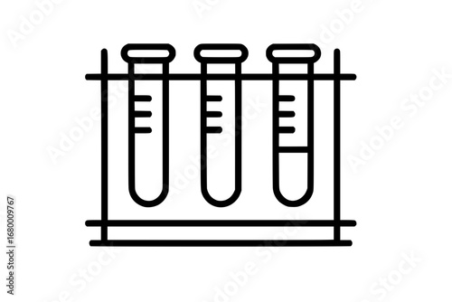 Science laboratory test tube rack with experimental liquid
