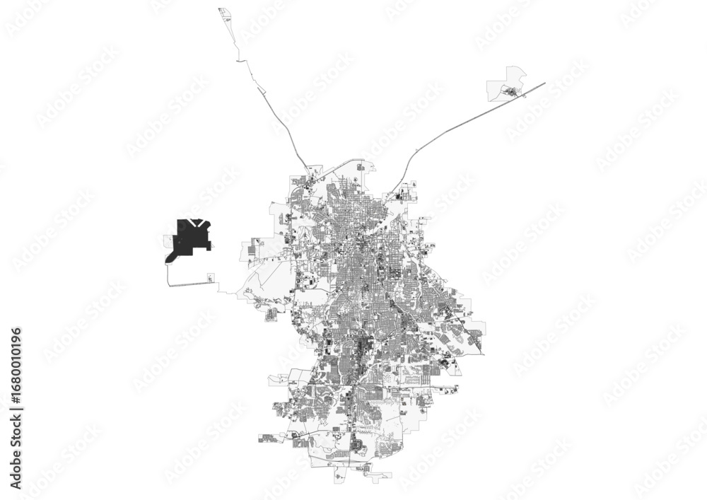 Obraz premium Vector highway and building map of Tyler in Texas