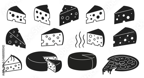set of cheese vector icons