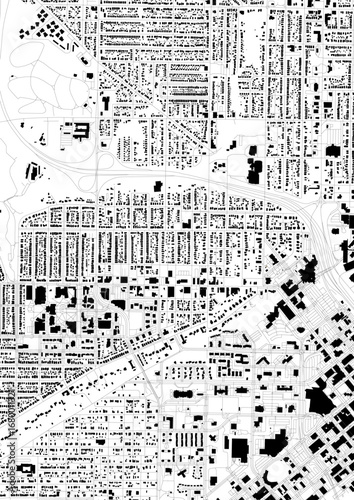 Detailed vector highway and building map zoom of Peoria in Illinois