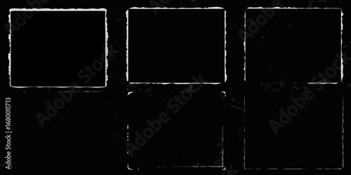 Six textured grunge frames create a dynamic, artistic layout for design projects