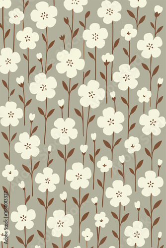 Floral Flowers Design Illustration Vector Background Blossom Leaf Plant Monochromatic Lovely Print Design