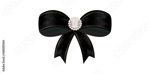 Elegant Ribbon Bow On White Background, Floral Bow Use For Gift Greeting Cards Design Vector Illustration.	