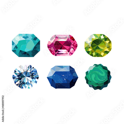 Assorted Precious Gemstones Sparkling Diamonds Emerald Sapphire Ruby Topaz Isolated on Transparent Background