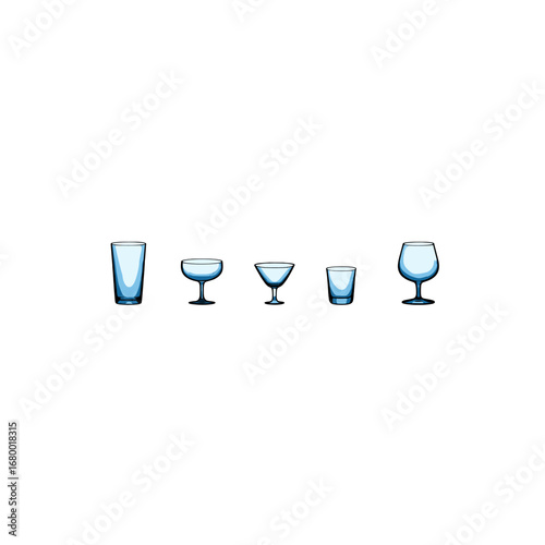 Elegant Assortment of Clear Glassware for Celebrations and Toasting Isolated on Transparent Background