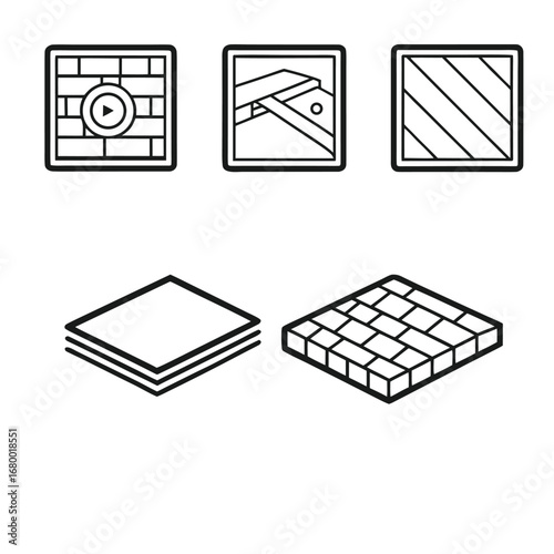 Illustration showing different types of flooring materials including wood planks vinyl and rubber tiles etc
