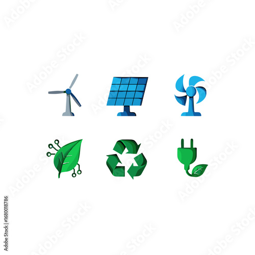 Sustainable Energy Sources Renewable Power Solutions Green Technology Innovation Isolated on Transparent Background