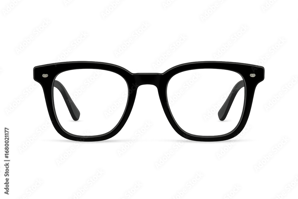 Fototapeta premium Black Eyeglasses Isolated on Transparent Background with Clear Lenses
