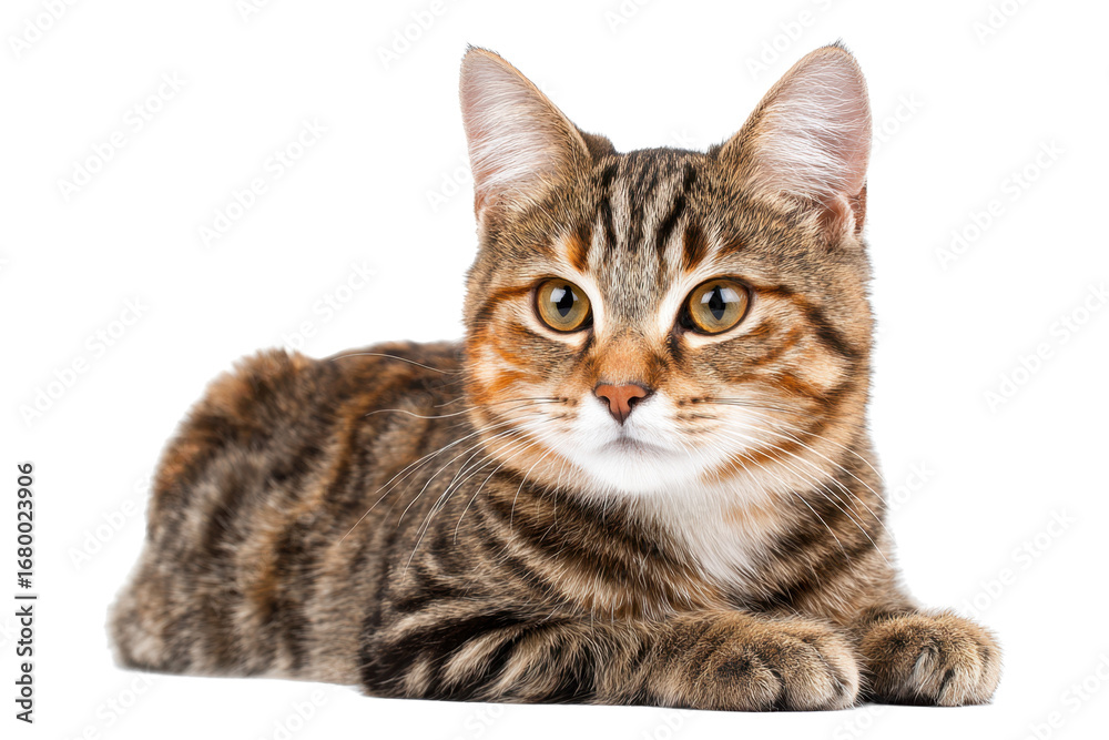 Obraz premium Tabby Cat Portrait on Transparent Background