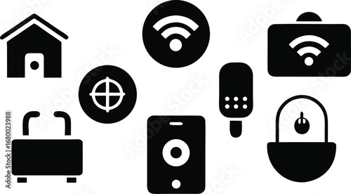 Smart home icon set silhouette
