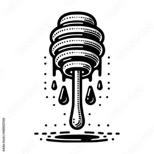  honey dipper black vector icon with transparent background 
