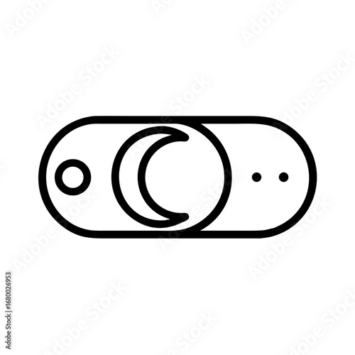 A simple illustration depicting a light mode toggle switch, indicating night and day, or light and dark settings. The design uses minimalistic lines and shapes