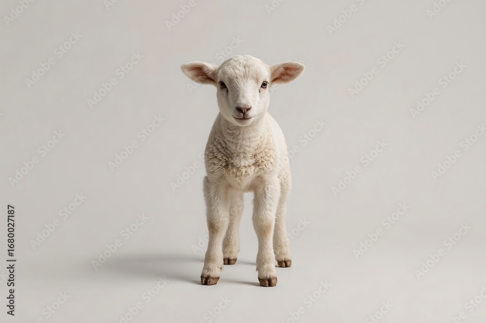 Fototapeta premium Lamb, standing, studio, white background, Easter