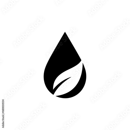 Silhouette vector of a water drop with a leaf for logo design concept, nature, clean energy