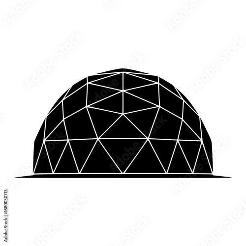 Geodesic dome silhouette vector for logo design, an isolated black and white icon of modern architecture