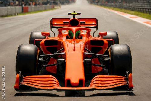 grand prix formula 1 orange racing car racing to victory motorsport concept front view