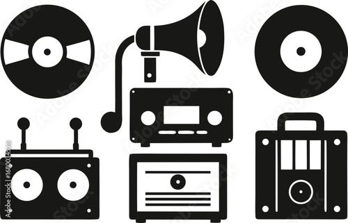Vintage audio equipment silhouette