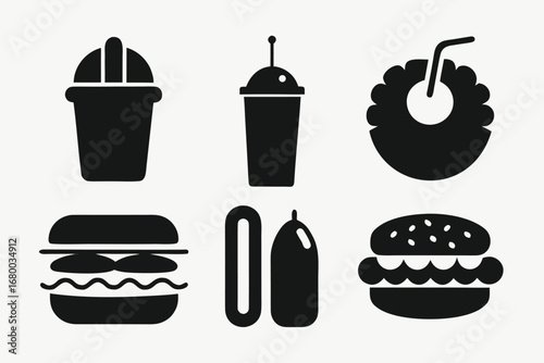 Set of food icons silhouette