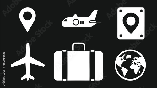 Photos Travel icons collection silhouette