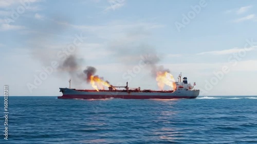 Burning Oil Tanker at Sea: A Maritime Disaster