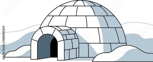 Simple Ice Igloo Structure with Snow Surroundings
