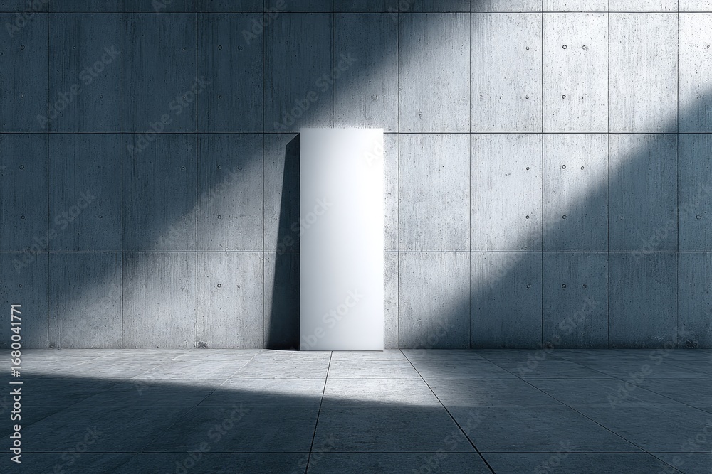 Obraz premium Empty white canvas in a modern, concrete space