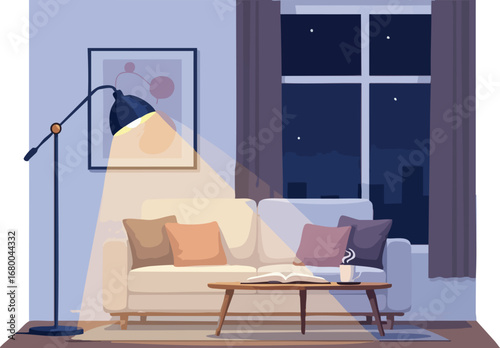 Cozy Living Room at Night.