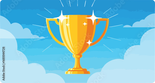 Golden Trophy Award Winning Success Achievement.