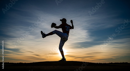 Wallpaper Mural Baseball Pitcher Silhouette Against Dramatic Sunset Sky Action Silhouette Of A Baseball Player Throwing A Ball During A Game At Dusk Torontodigital.ca