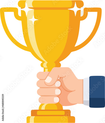 Hand Holding Golden Trophy Cup 4.