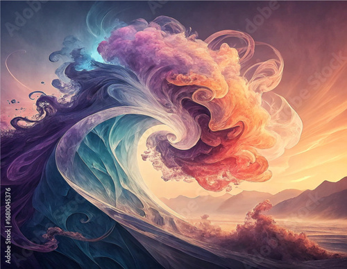 Colorful Gradient Smoke Wave Abstract Background