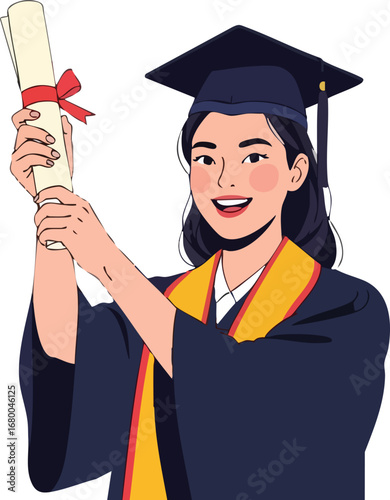 Happy Graduate Holding Diploma Scroll 2.