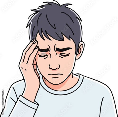 Man Experiencing Headache Illustration.