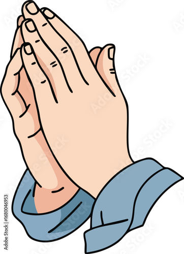 Praying Hands in Cartoon Style.