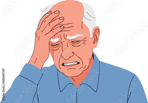 Senior Man Suffering from Headache.