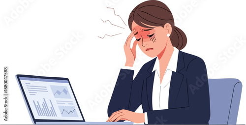 Stressed Businesswoman Suffering From Headache.