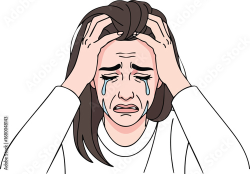 Woman in despair crying hard.